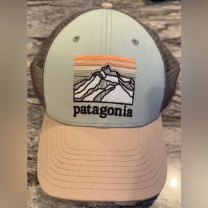 Patagonia Cap with Mountain Embroidery in Light Blue and Beige